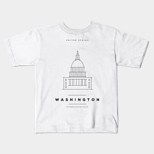 Washington Minimal Black Line Design Kids T-Shirt